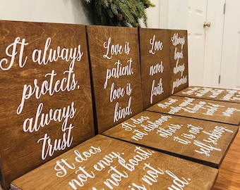 Love Is Patient. Love is Kind Rustic. Aisle signs. Wedding Decor. 1 Corinthians 13. Wedding Aisle Signs. Wood Wedding Signs. Wedding Decor