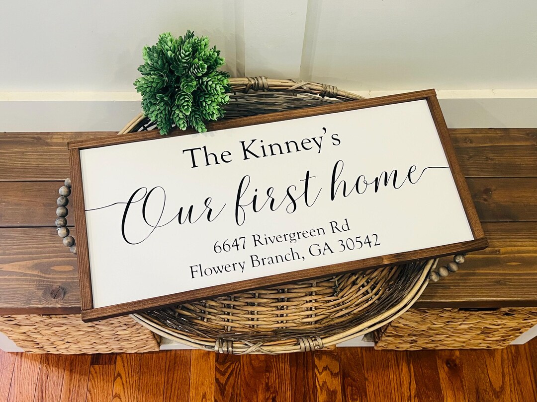Our First Home Sign | Personalized New Home Gift | Custom Address Sign ...