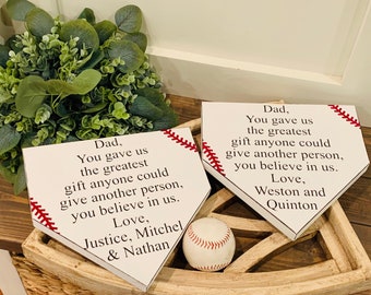 Gift for dad. Father's Day home plate. Baseball sign. Baseball dad. Softball fan. Man cave. Birthday gift. Thanks dad.