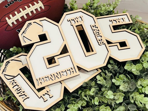 Senior Football Gift. Senior Night Gift. Jersey Number Sign. Graduation gift. Football Team Gift. Football sign. Football Keepsake.
