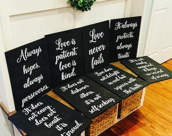 Love Is Patient Love is Kind Wedding Decor. Large 1 Corinthians 13 Wedding Aisle Signs. Wood Wedding Signs. Wood Wedding Decor.