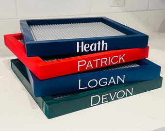 Plateau de construction personnalisé | Plateau à briques personnalisé | Accessoire de table de jeu pour enfants | Cadeau pour garçon et fille | Cadeau de Noël en brique pour enfant