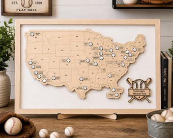MLB Stadium Map | Baseball Stadium Map | Personalized Ballpark Tracker | Baseball Travel Map | Baseball Fan Gift