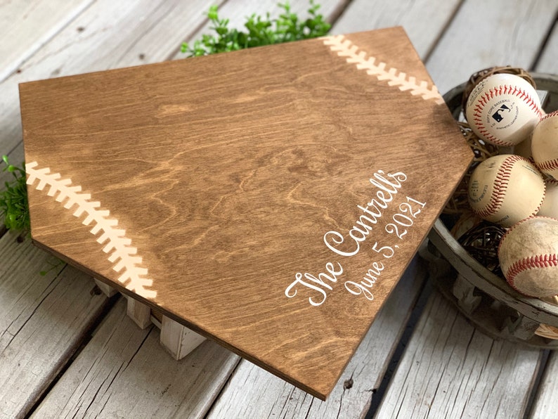 Baseball guest book. Home plate guestbook. Baseball wedding. Etsy