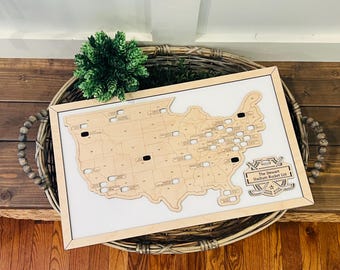 Hockey Stadium Map | Hockey Arena Tracker | Hockey Fan Gift | Hockey Travel Map with Display Stand | Personalized Hockey Decor | Hockey Gift