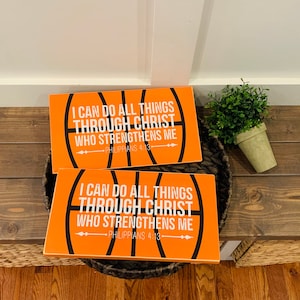 Basketball sign. Basketball gift. I can do all things through Christ. Basketball theme. Sports sign. Baptism gift. Basketball decor. Baptism