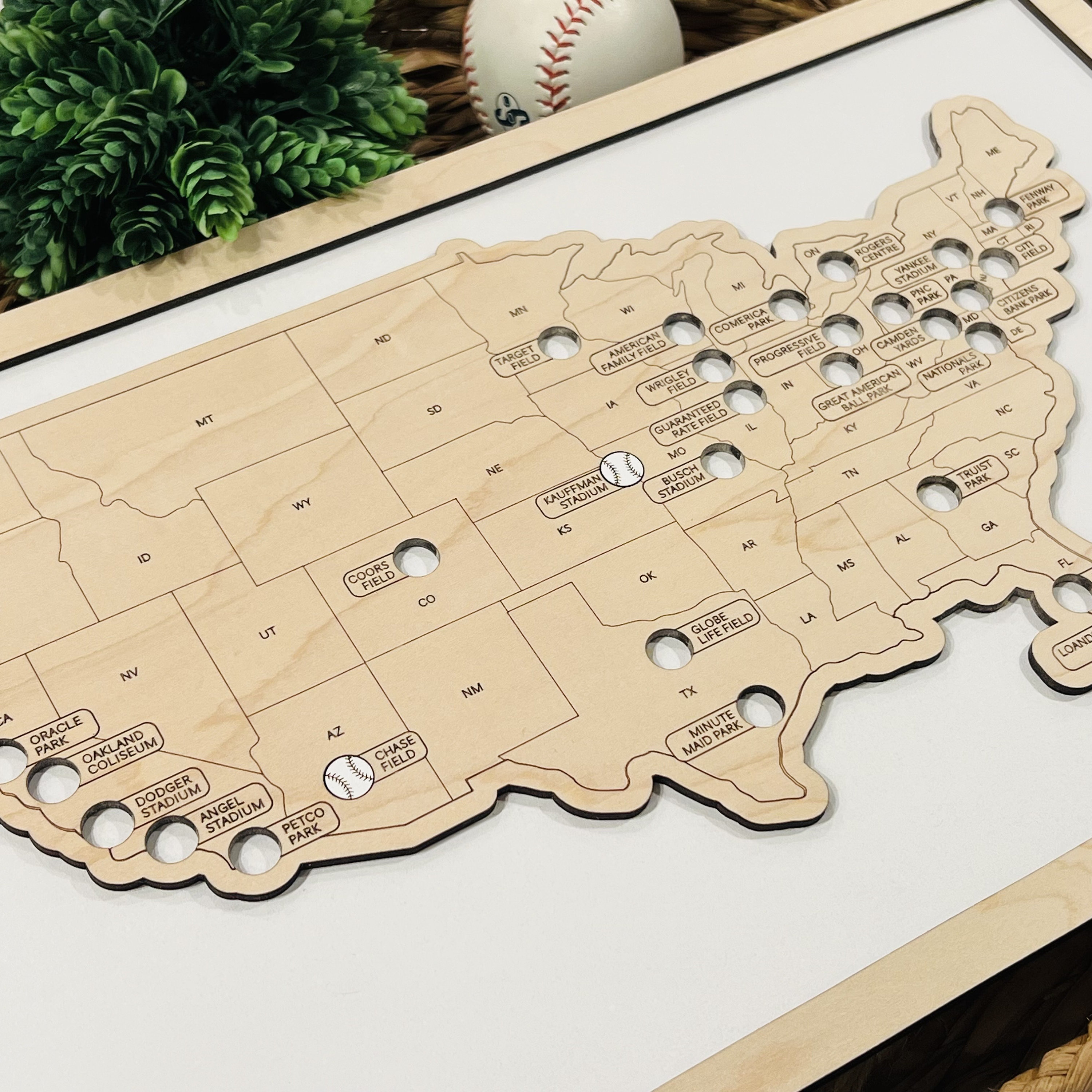 MLB Stadium Map | Personalized Baseball Stadium Tracker | Wooden ...