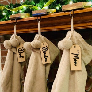 Christmas stocking tag. Personalized Christmas stocking. Christmas decor. Farmhouse stocking tag. Wood name tag. Stocking name tag.