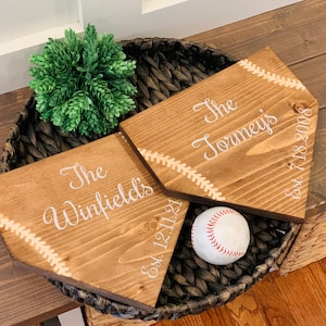 Baseball gift. Personalized home plate. Gift for mom. Family name home plate. Baseball plate. Baseball home decor. Baseball themed decor.