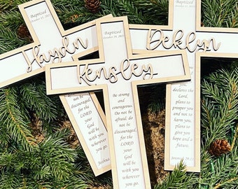 Personalized Wooden Cross | Custom Engraved Baptism, Dedication, or Christening Gift | Scripture Verse Keepsake | Baptism Keepsake
