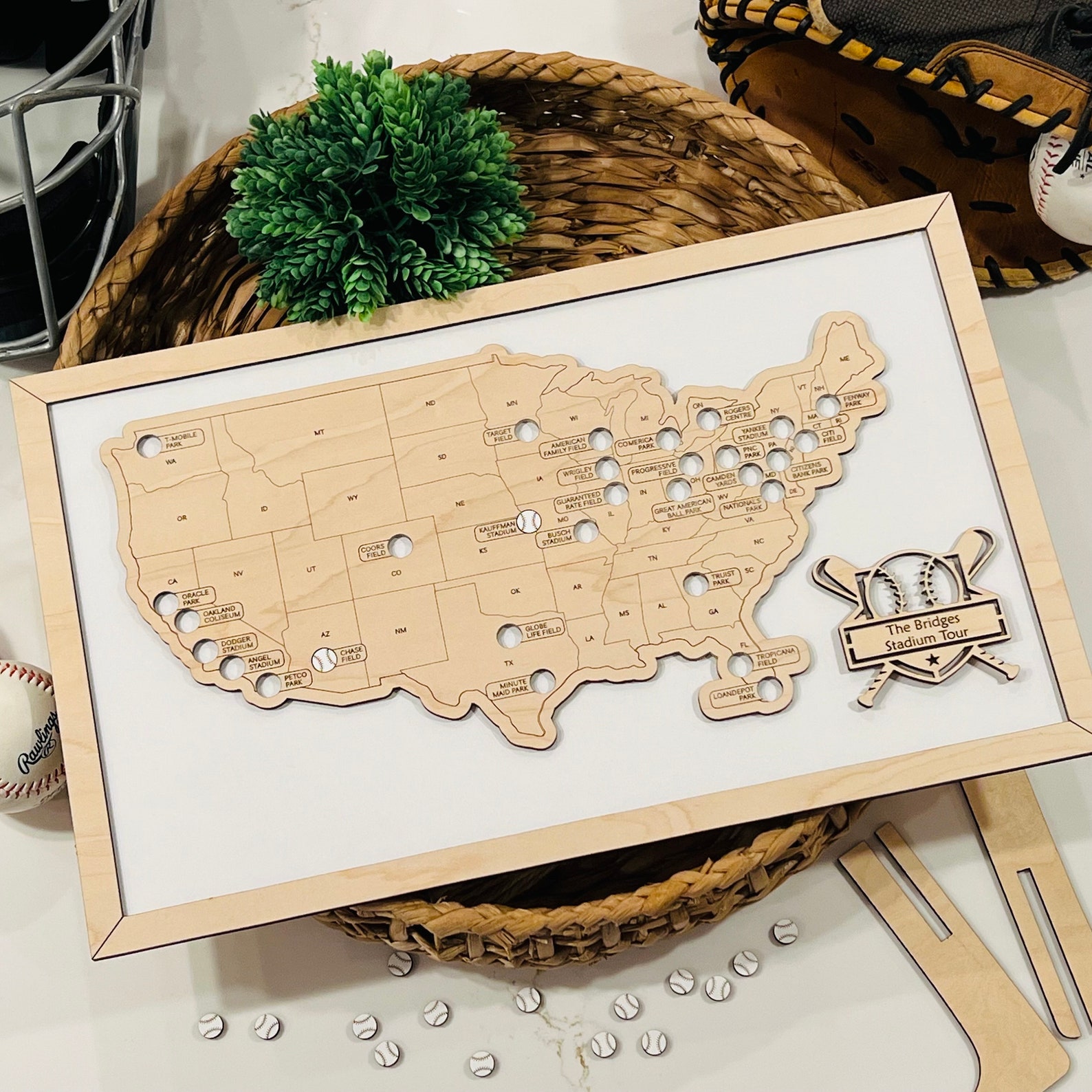 MLB Stadium Map | Personalized Baseball Stadium Tracker | Wooden ...