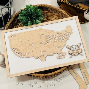 MLB Stadium Map Adventure Tracker. Baseball Stadium Map. Baseball Fan Gift. Stadium Tracker. Personalized MLB Stadium Travel Map.