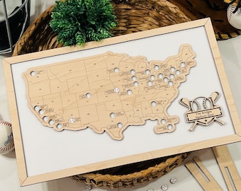 MLB Stadium Map Adventure Tracker. Baseball Stadium Map. Baseball Fan Gift. Stadium Tracker. Personalized MLB Stadium Travel Map.