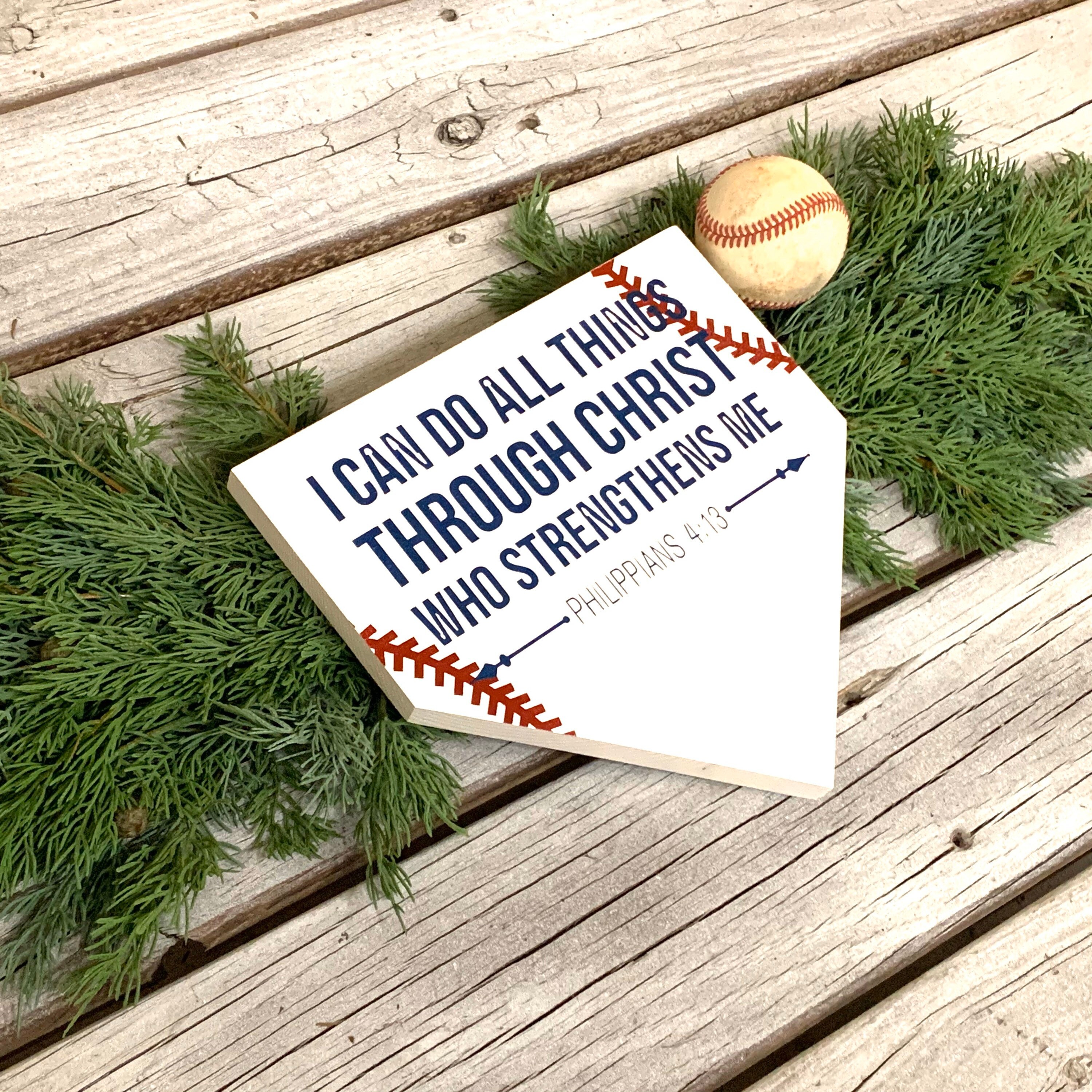 I can do all things through Christ. Baseball. Philippians Etsy