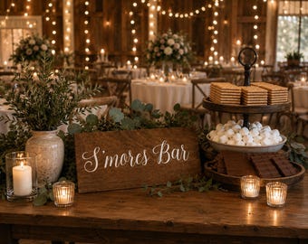 S’mores Bar Wedding Sign. Rustic Wedding Decor. S’mores Station Sign. Campfire Wedding Sign. Reception Dessert Table Decor. Wedding Sign.