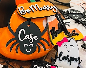 Personalized Halloween Basket Tag: Laser Cut Name Tag