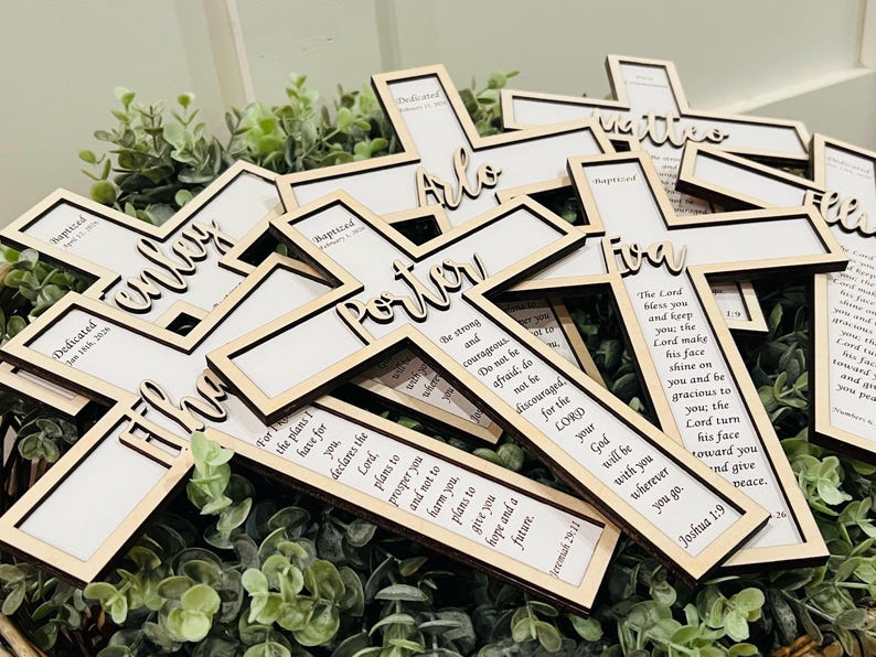 Personalized Engraved Baptism Cross. Handcrafted Wooden Cross for Baby Dedication. Baptism cross. Dedication gift. Christening gift. image 6