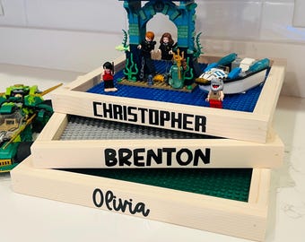 Personalized Building Block Tray | Custom Brick Tray | Kids Play Table Accessory | Gift for Boys & Girls | Building Block Tray