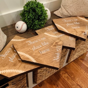 Baseball gift. Baseball sign. There&#39;s no place like home. Baseball plate. Personalized home plate. Baseball decor. Graduation home plate.