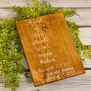Unity cord display. A cord of three strands. Unity cord ceremony. Unity Ceremony Display. Rustic Wedding Unity Sign. Three Strands Ceremony.