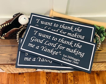 Yankees Fan Gift. New York Yankee sign. Baseball wood sign. Joe DiMaggio sign. Baseball Lover Gift. Baseball room decor. Yankees Decor.