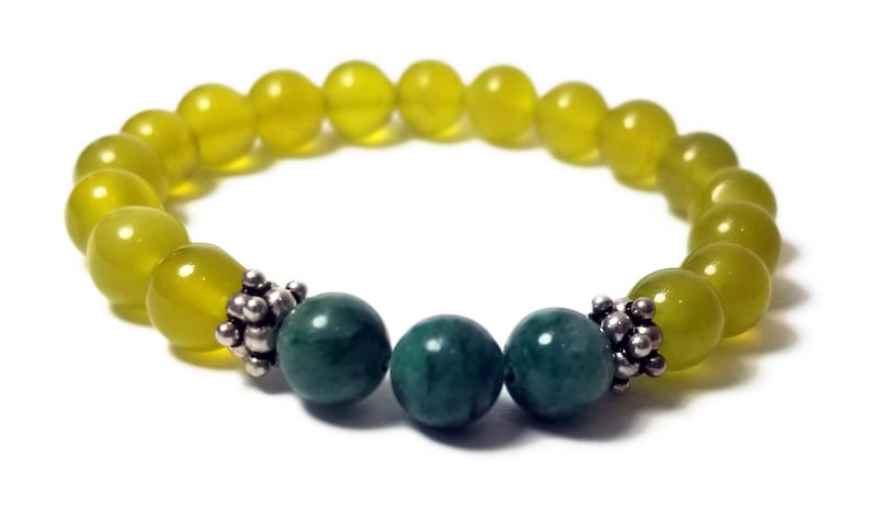 Good Energy Vibes Harmony Balance Bracelet Silver Bali Bead Dividers Korean Jade /& African Jade Gemstone Beads