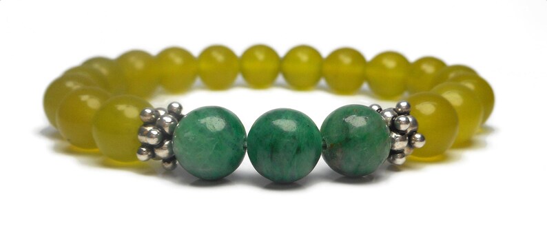 Good Energy Vibes Harmony Balance Bracelet Silver Bali Bead Dividers Korean Jade /& African Jade Gemstone Beads