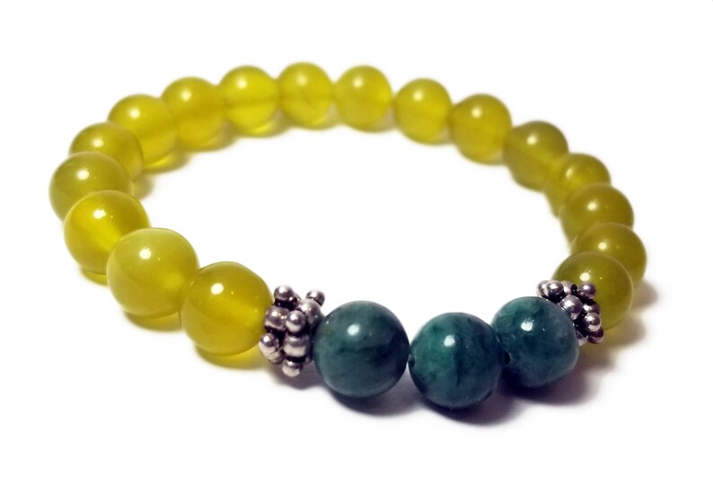 Good Energy Vibes Harmony Balance Bracelet Silver Bali Bead Dividers Korean Jade /& African Jade Gemstone Beads