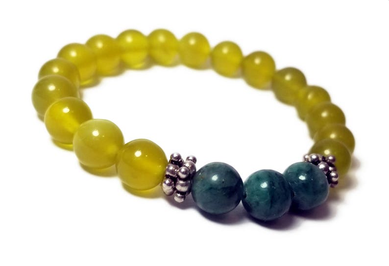 Good Energy Vibes Harmony Balance Bracelet Silver Bali Bead Dividers Korean Jade /& African Jade Gemstone Beads