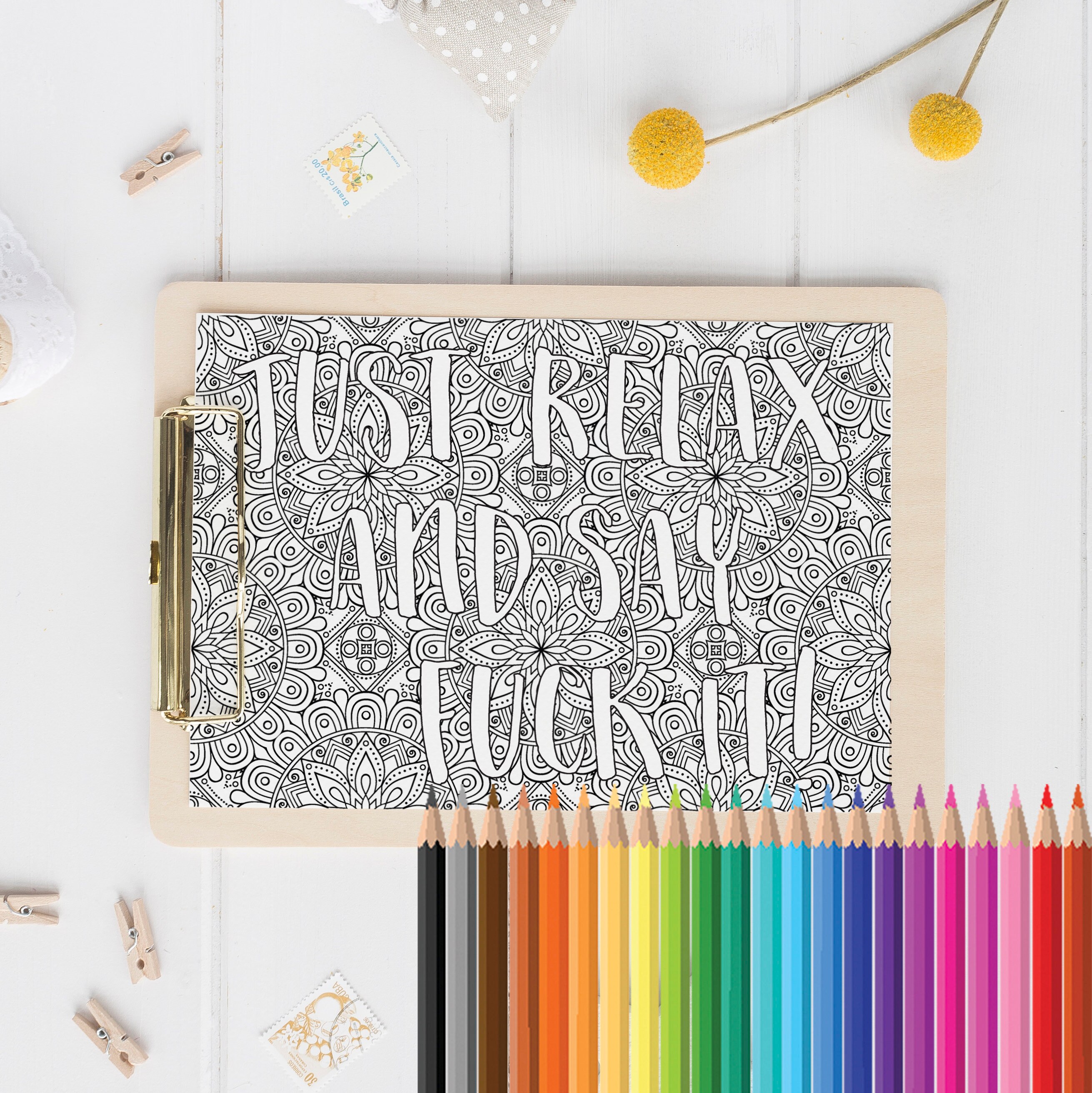 Sweary Colouring Book Page Swear Word Colouring Funny Stress Etsy