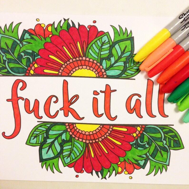 Download Sweary Colouring Book Page Swear Word Colouring Funny Stress | Etsy