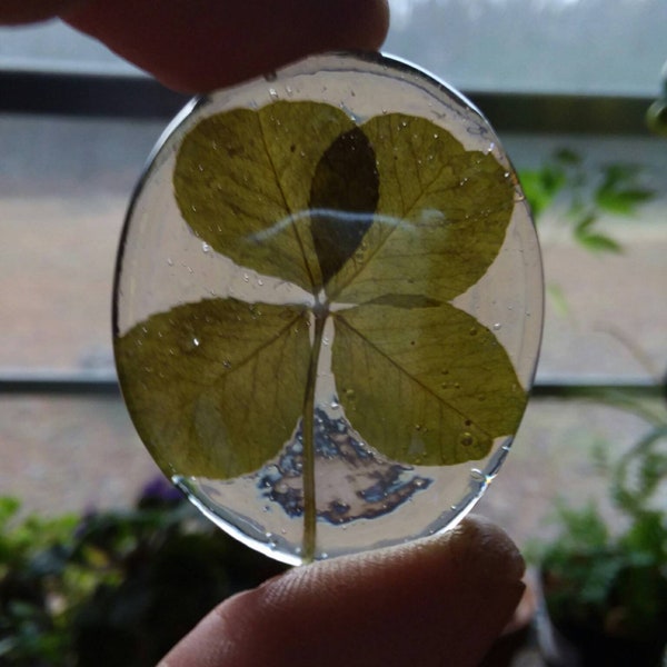 Unique Four leaf clover, pocket token, worry stone, luck coin, poker card protector, pressed flower, gemstone, best seller, edc