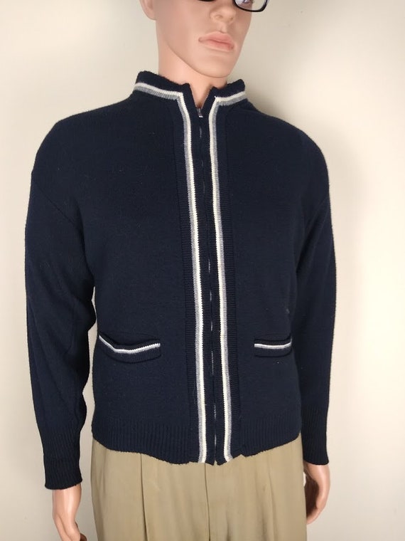 1950s-60s Navy Zippered Cardigan/Sweater-Jacket by