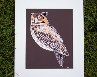 Great Horned Owl Original Illustration Print