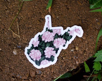 Adesivo con illustrazione originale di rododendro in Virginia Occidentale