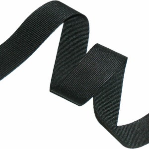 Cinta grosgrain (otoman) cinta fuerte negra 15 mm para refuerzo de bajos en prendas, dobladillos, etc. también como uno decorativo (lazos).