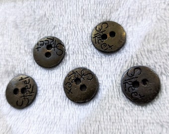 Button 15/11 mm. metallic, edgeless. Multiple lots.