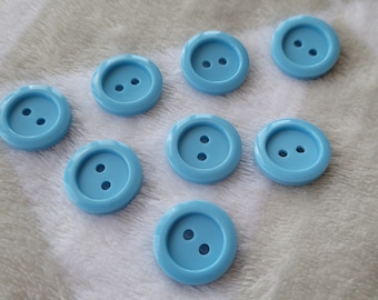 Classic Ø18mm button, round, double edge, blue, 2 holes (lot of 8 units).