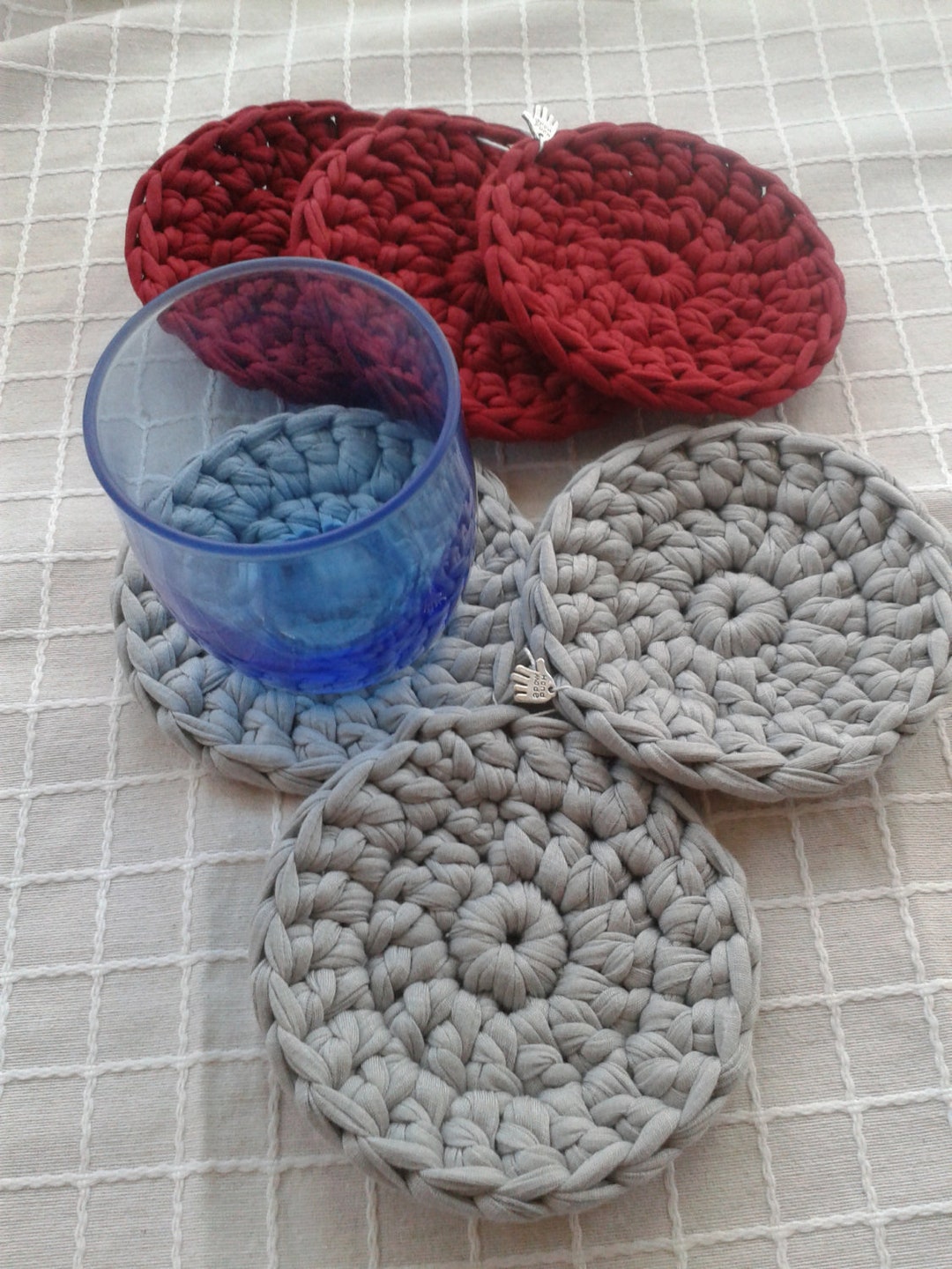 Posavasos Silicona Posavasos De Ganchillo Tejido A Mano, Posavasos Redondos Hechos A Mano Pequeños De Tela, Bonitos Posavasos De Mesa Arcoíris, Paquete De 2, Rosa Salvamanteles Ollas Calientes