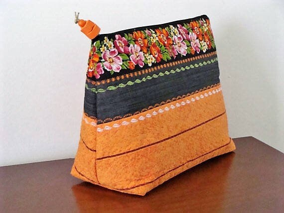 Neceser grande o bolsa de aseo hecho a mano en tela de lona. Etsy Espana