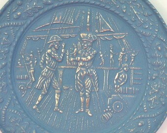Brass Wall Plate Ship Deck with Chalk Paint Finish/Brass Ship Wall Plate/Brass Ship Wall Plaque/Sailing Ship Decor/Vig Ship Wall Decor