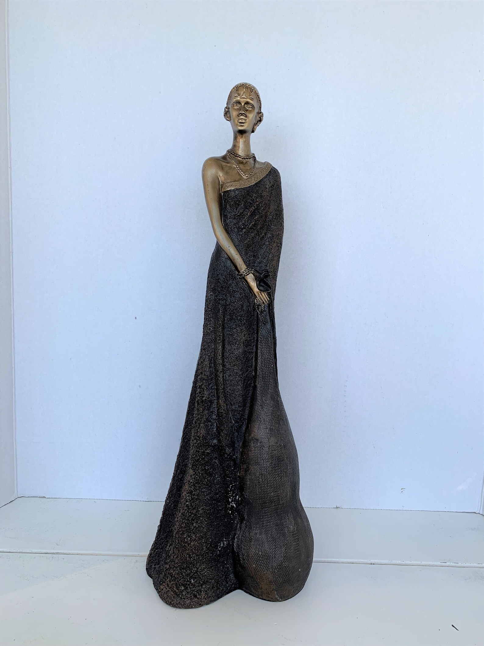 Tall Golden African Lady Statue/vintage African Woman Etsy