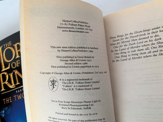 Lord Of The Rings Trilogy Paperback Books By JRR Tolkien/3