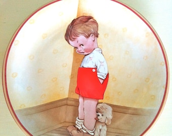 Mabel Lucie Attwell&#39;s &quot;Thank God For Fido&quot; plate w Cert. and Box/Attwell Plate/Collectible Plate/Boy and Dog Plate/Art Collectible Plate