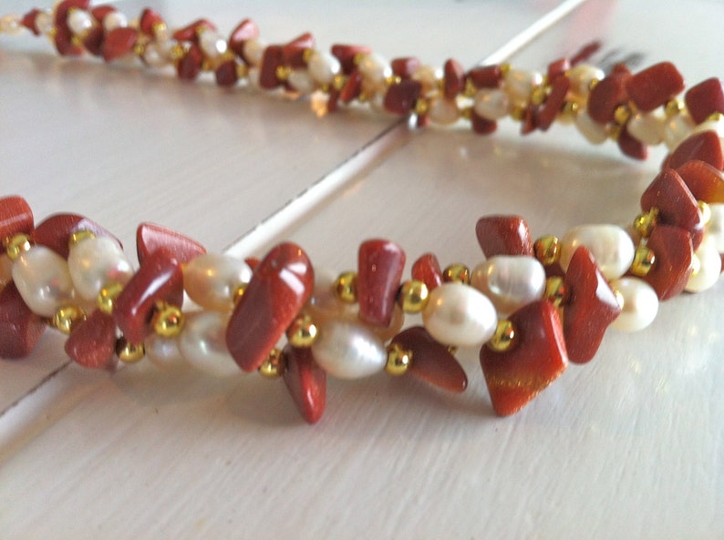 Vintage Goldstone and Pearl Beaded NecklaceVintage Goldstone NecklaceRetro Goldstone NecklaceGoldstone Beaded NecklaceGoldstone Beads