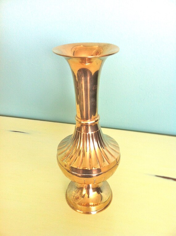 Brass Flower Vase Vintage Brass Vase Flower Vase Hollywood Etsy