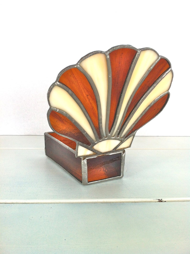Stained Glass Shell Trinket Box/vintage Stained Glass Trinket Etsy