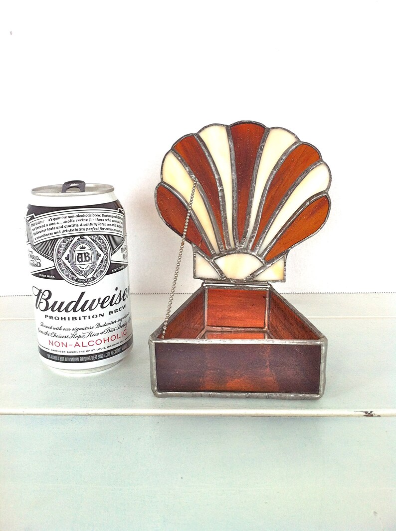 Stained Glass Shell Trinket Box/vintage Stained Glass Trinket Etsy