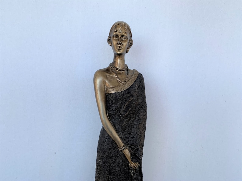 Tall Golden African Lady Statue/vintage African Woman Etsy