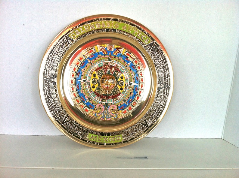 Brass Aztec Calendar Wall Plate brass Maya Calendar Etsy